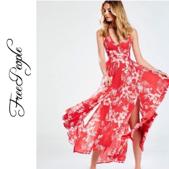 Free People Lille Print Maxi Dress pink size M new